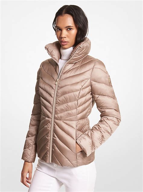 Quilted Nylon Packable Puffer Coat 